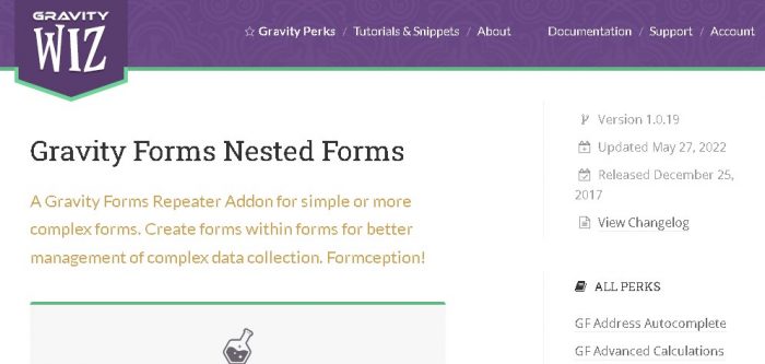 Gravity Perks Nested Forms