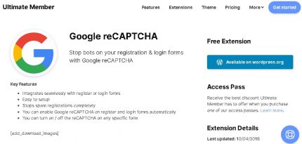 Ultimate Member – Google reCAPTCHA