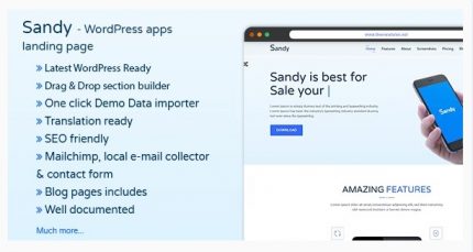 SANDYWP - Apps Landing Page WordPress Theme