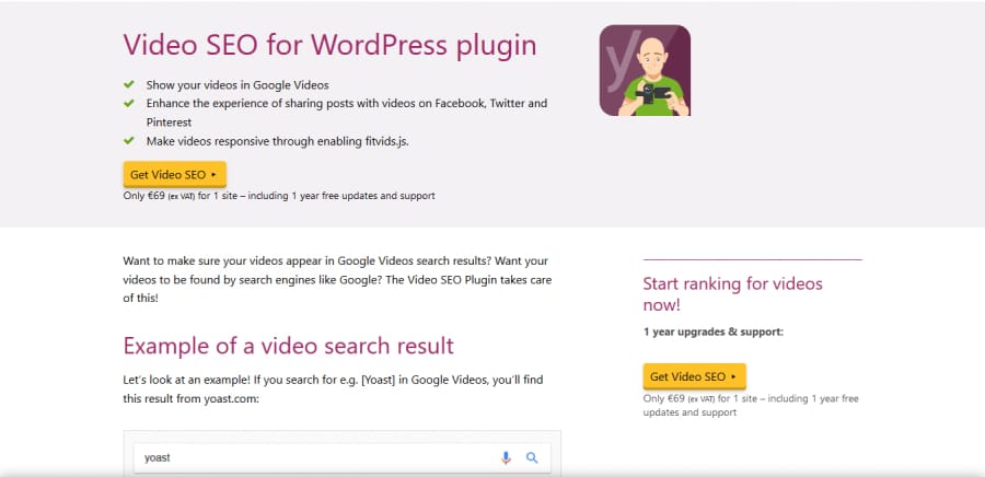 WordPress Yoast Video SEO Premium - XML Video Sitemap Plugin