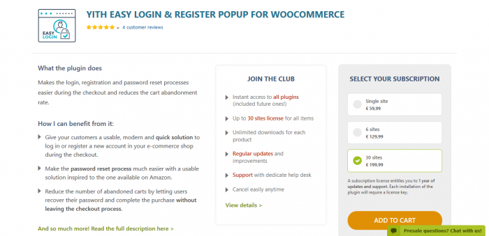 YITH Easy Login & Register Popup For WooCommerce