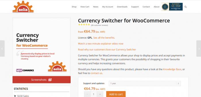 Aelia Currency Switcher For WooCommerce