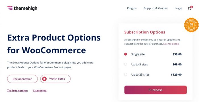 Extra Product Options For WooCommerce By ThemeHigh