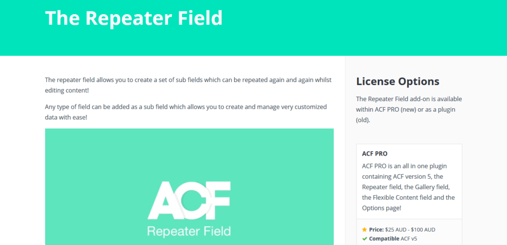 ACF Pro - Advanced Custom Fields Repeater Field Addon