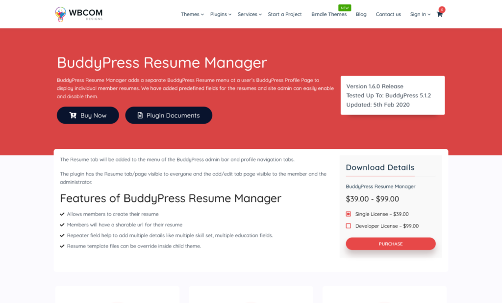 BuddyPress Resume Manager - Wbcom Designs WordPress Plugin