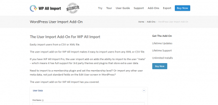 WP All Import Pro WordPress User Import Add-On