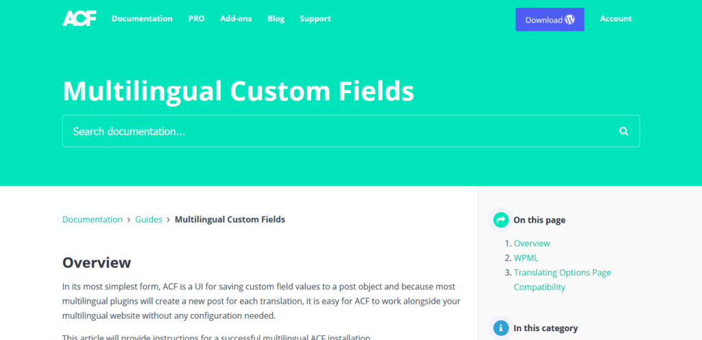 ACF Pro - Advanced Custom Fields Multilingual