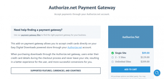 Easy Digital Downloads Authorize.Net Payment Gateway