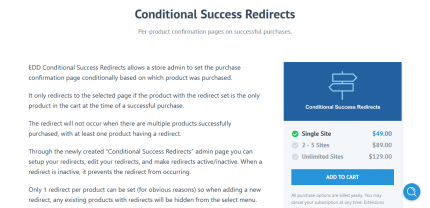 Easy Digital Downloads Conditional Success Redirects