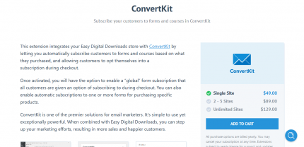 Easy Digital Downloads ConvertKit - Subscribe Your Customers To Forms And Courses