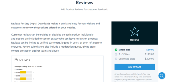 Easy Digital Downloads Reviews - Add Product Reviews For Customer Feedback.