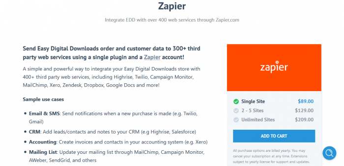 Easy Digital Downloads Zapier