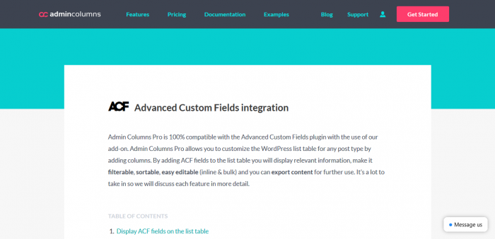 Admin Columns Pro Advanced Custom Fields