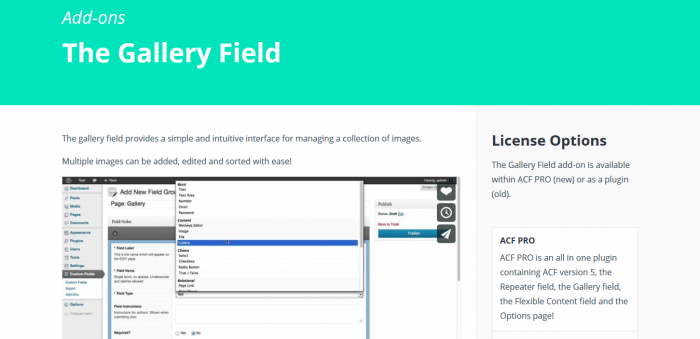 ACF Pro – Advanced Custom Fields Gallery Field Addon