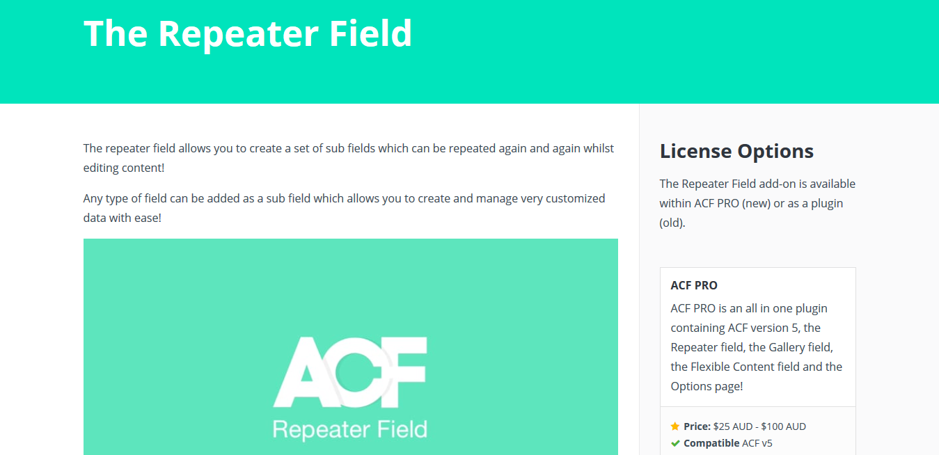 ACF Pro – Advanced Custom Fields Repeater Field Addon