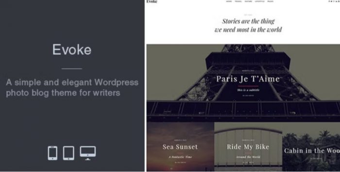 Evoke Photo Stories Blog WordPress Theme
