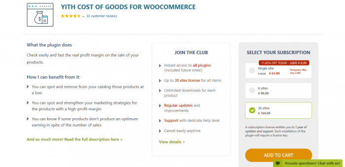 YITH Cost Of Goods For WooCommerce Premium