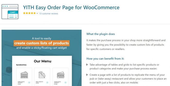 YITH Easy Order Page WooCommerce Premium