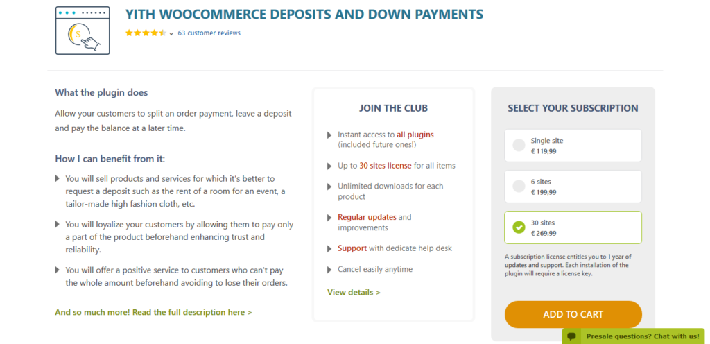 YITH WooCommerce Deposits And Down Payments Premium
