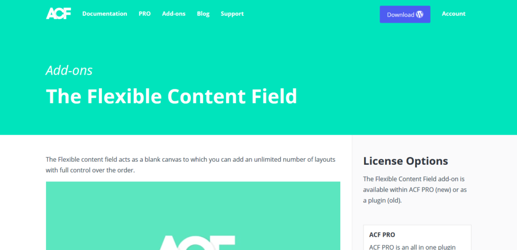 ACF Pro – Advanced Custom Fields Flexible Content Addon