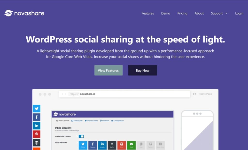 Novashare – WordPress Social Plugin