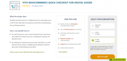 YITH WooCommerce Quick Checkout For Digital Goods Premium