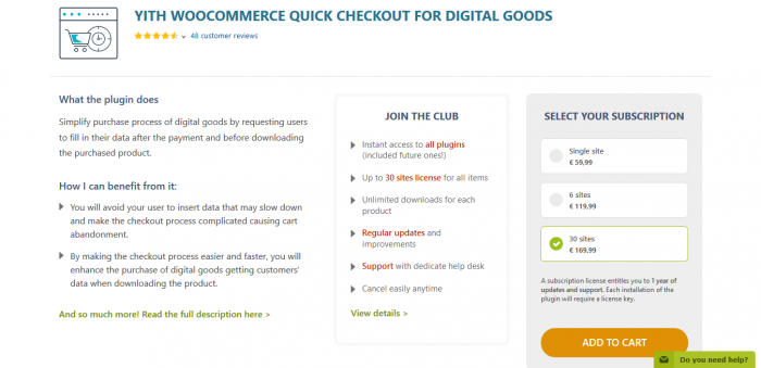 YITH WooCommerce Quick Checkout For Digital Goods Premium