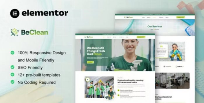 BeClean – Cleaning Service Company Elementor Pro Template Kit