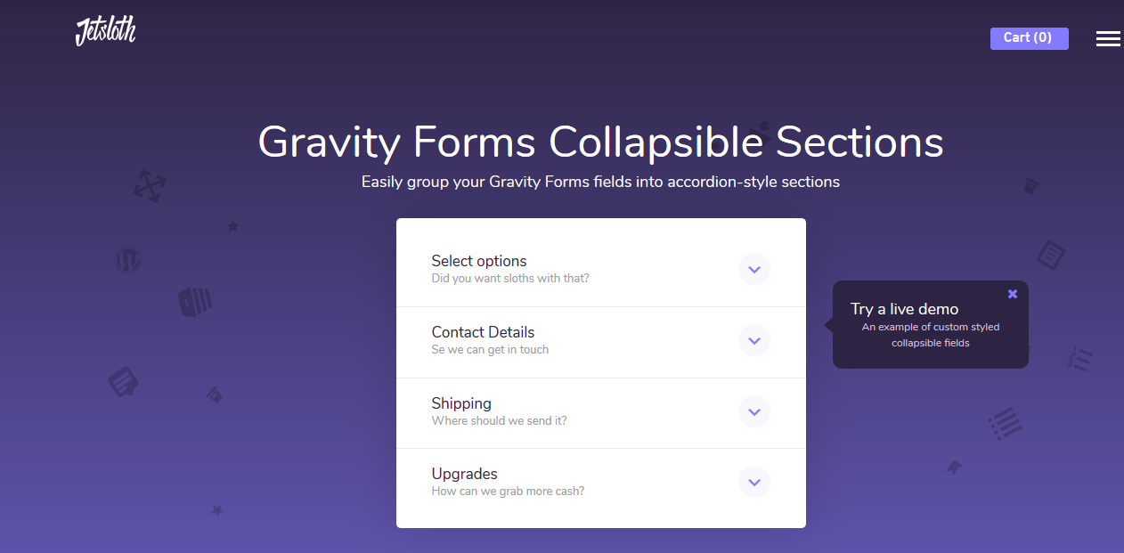 Jetsloth – Gravity Forms Collapsible Sections – CreativeSea