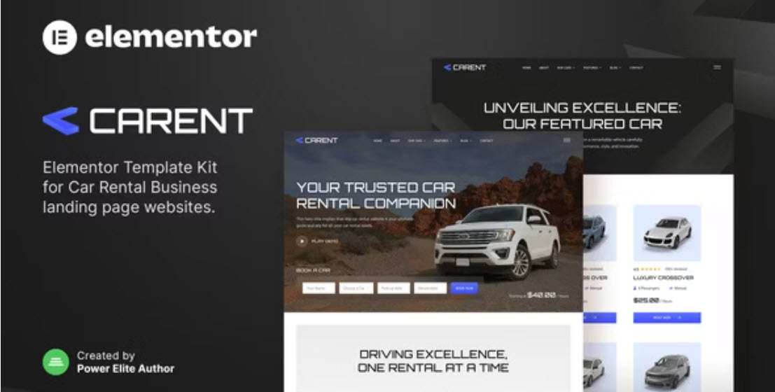 Carent – Car Rental Business & Auto Dealer Elementor Template Kit