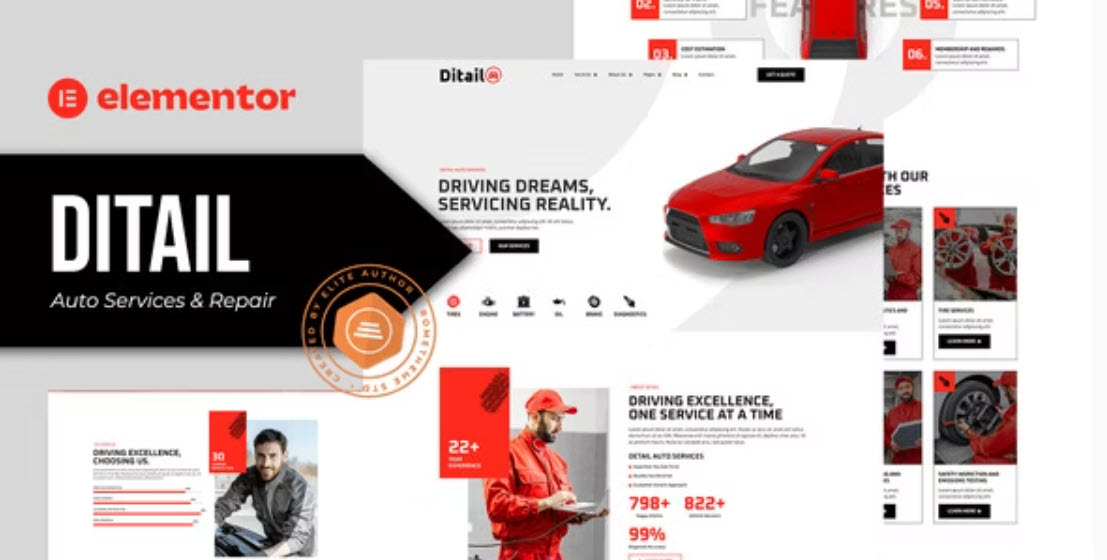 Ditail – Auto Services & Repair Elementor Pro Template Kit