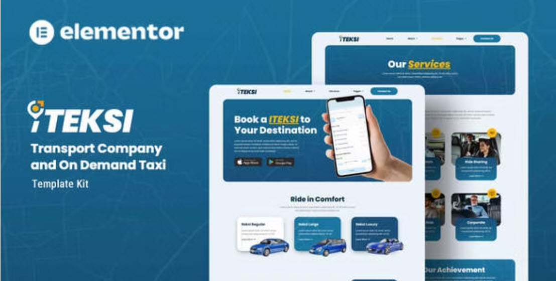 Iteksi – Transport Company & Taxi App Elementor Template Kit