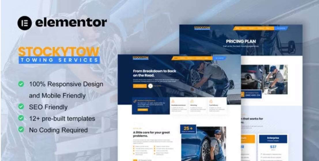 StockyTow – Towing Services Elementor Pro Template Kit