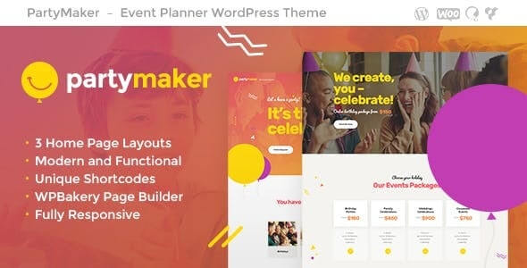 PartyMaker – Event Planner & Wedding Agency WordPress Theme