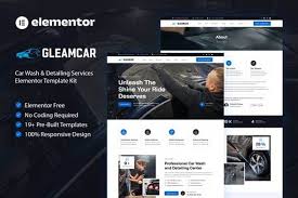 Gleamcar – Car Wash & Detailing Service Elementor Template Kit