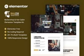 Rhazor – Barbershop & Hair Salon Elementor Template Kit