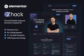 Zhack – Personal Portfolio & Resume Elementor Template Kit