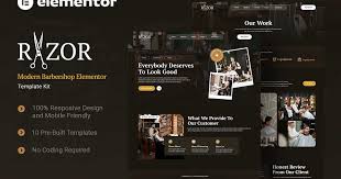 Razor – Modern Barbershop Elementor Template Kit