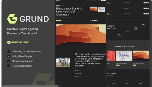 Grund – Creative Digital Agency Elementor Template Kit