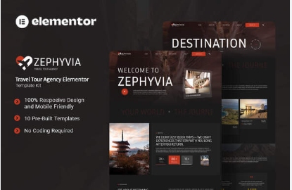 Zephyvia – Travel Tour Agency Elementor Template Kit