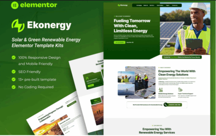 Ekonergy – Solar & Green Renewable Energy Elementor Template Kits