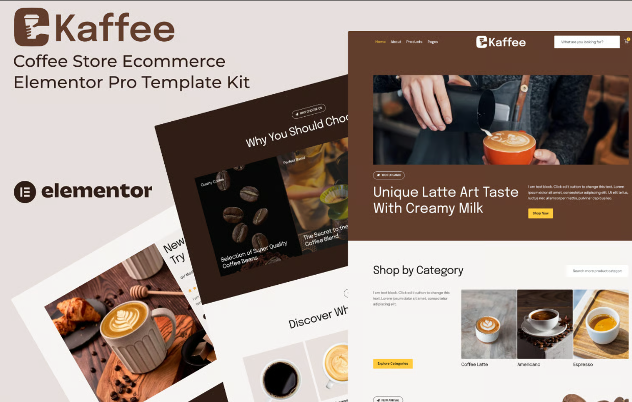 Kaffee – Coffee Store Ecommerce Elementor Pro Template Kit