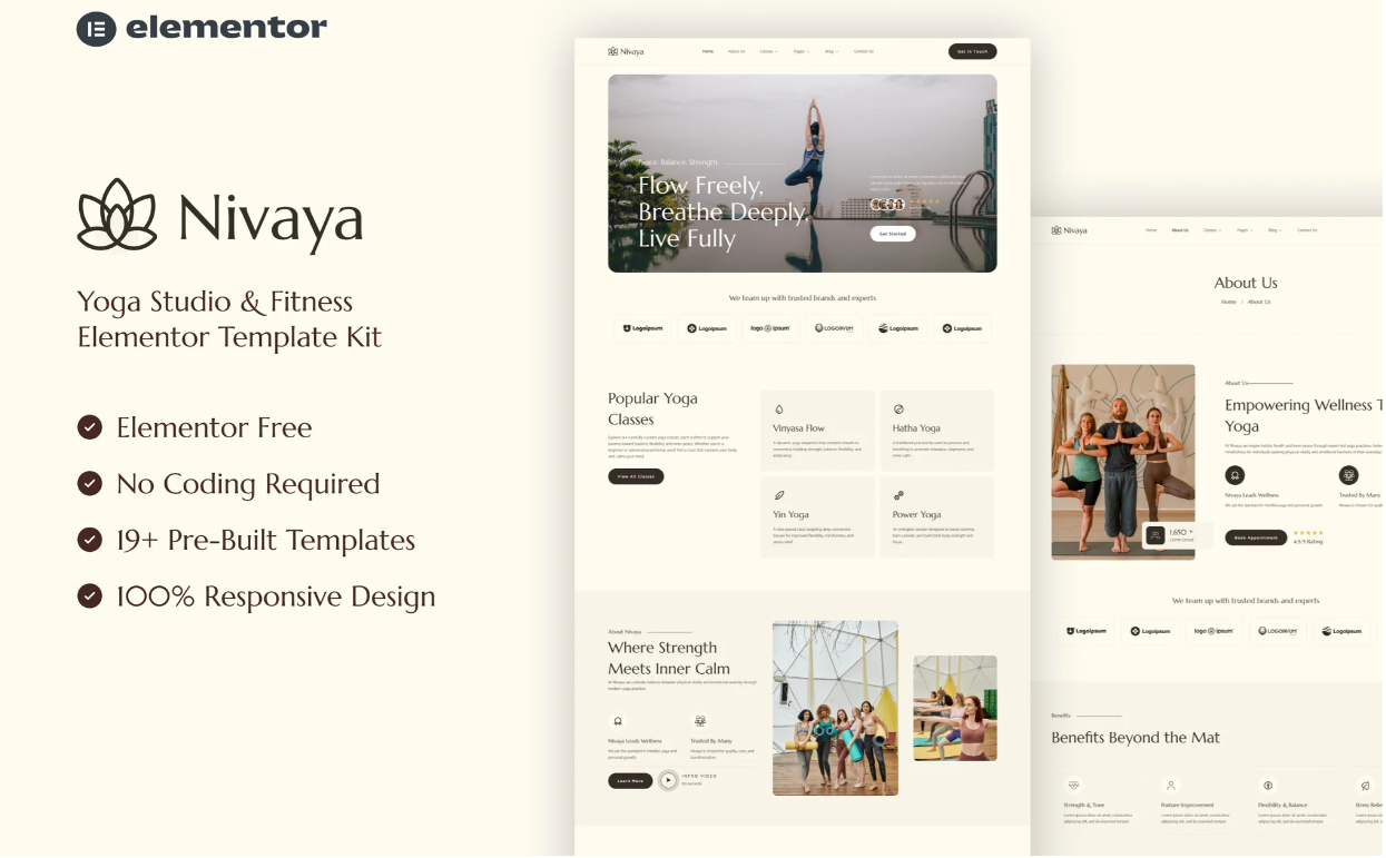 Nivaya – Yoga Studio & Fitness Elementor Template Kit