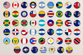 Flags Icon Set. Americas Circled Flags Collection